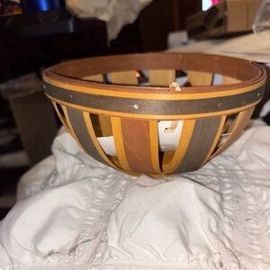 Longaberger Basket with Brown, Tan, and Black Stripes